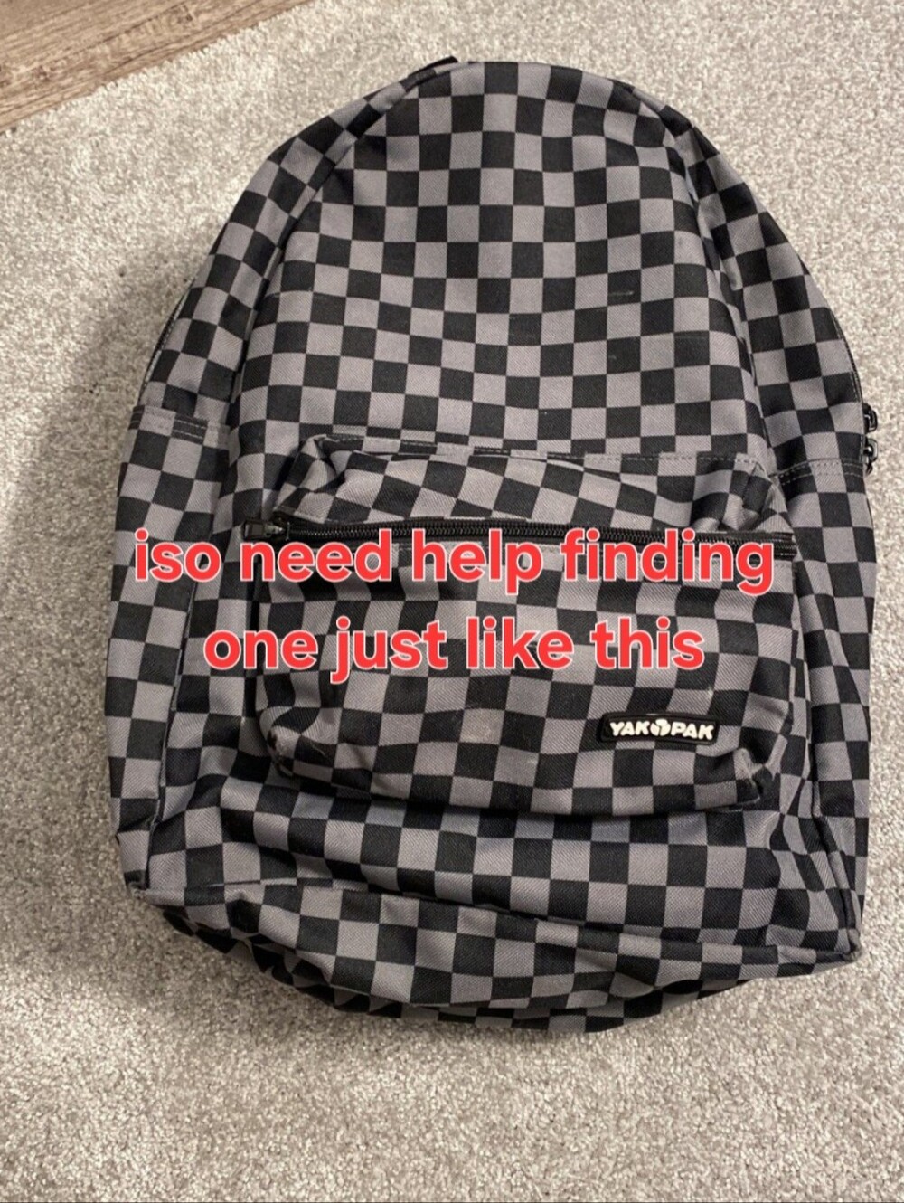 Iso!! Yak Pak Black and Gray Checkerboard Backpack